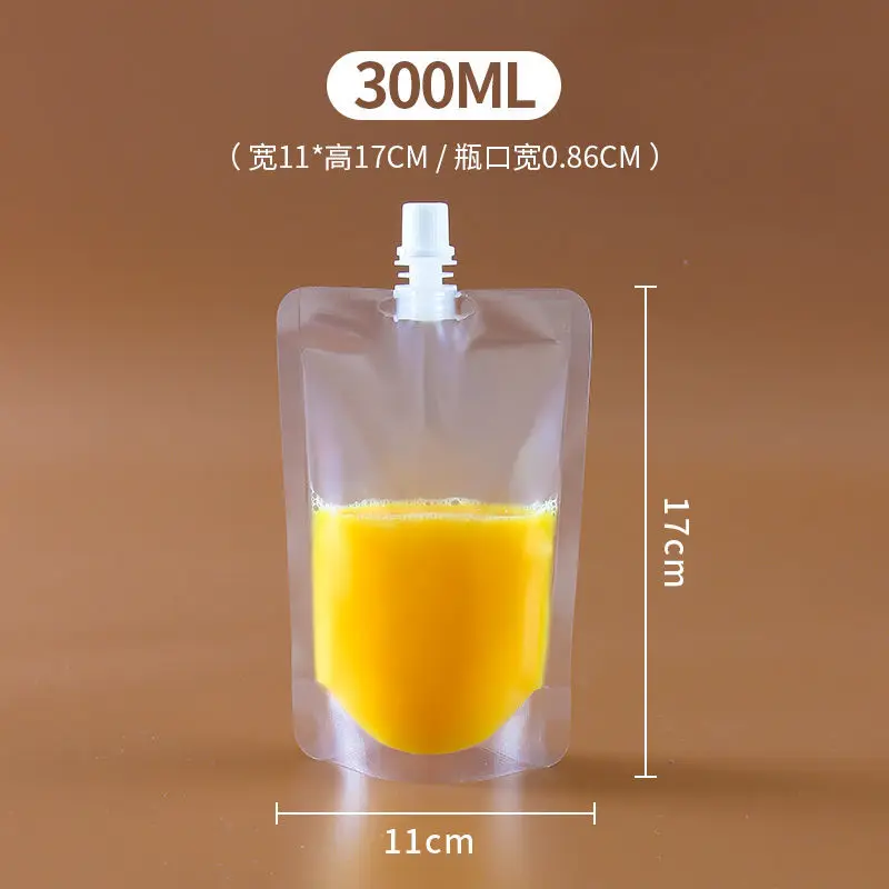 

100pcs Disposable Suction Nozzle Bag Transparent Thick Seal Milk Tea Beverage Takeout Portable Bags Beverage Packaging Bag