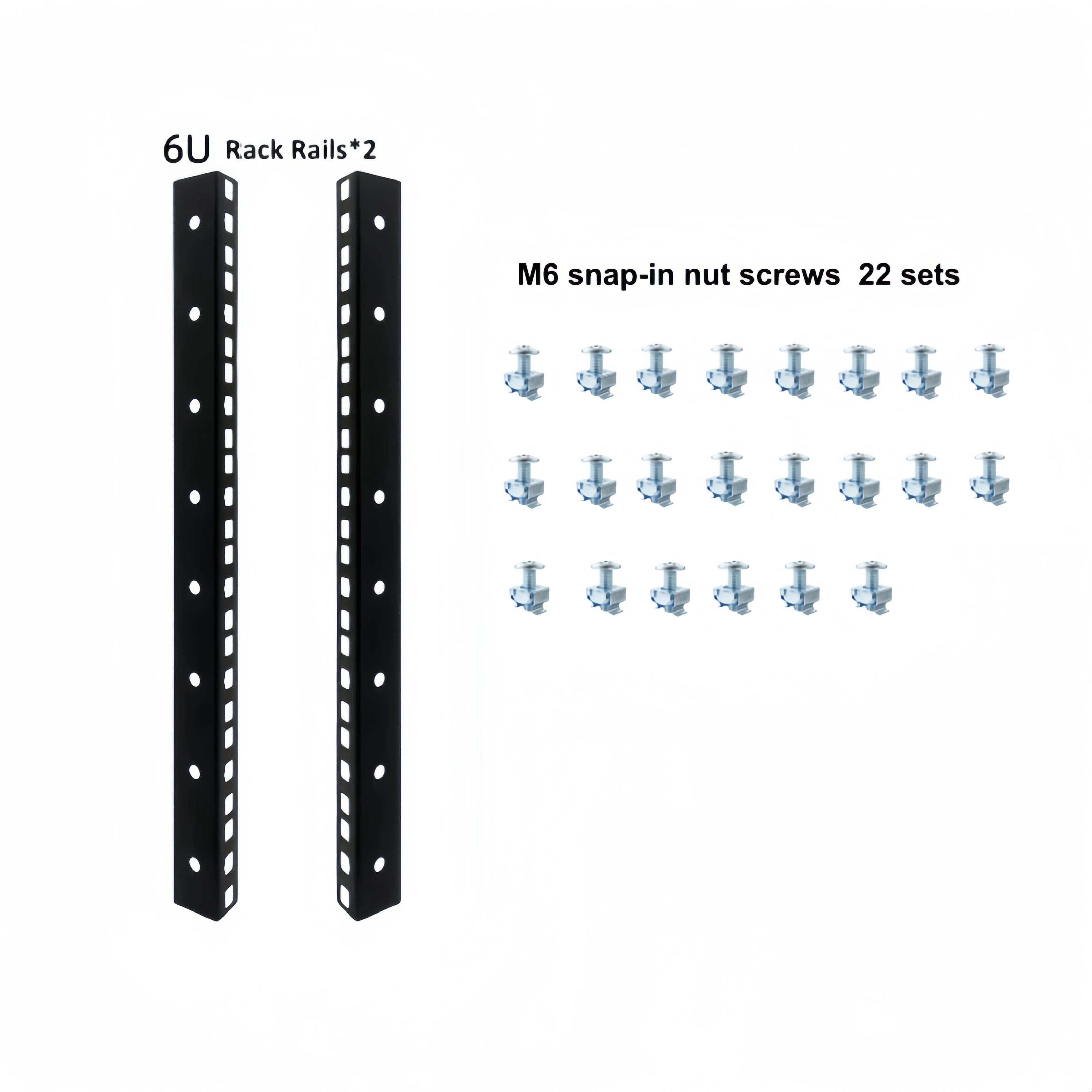 6U Cabinet Rack Column + Complete Set of Installation Fasteners
