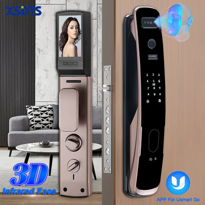 Usmart Go 3D Face Smart Door Lock Security Face & Camera Monitor Intelligent Fingerprint Password Electronic Key IC Unlock
