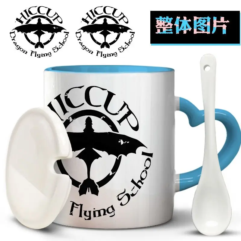 

Toothless & Stitch Co-branded Ceramic Tea Coffee Mug How To Train Your Dragon Anime Cup with Lid Spoon for Men Collectible Gift