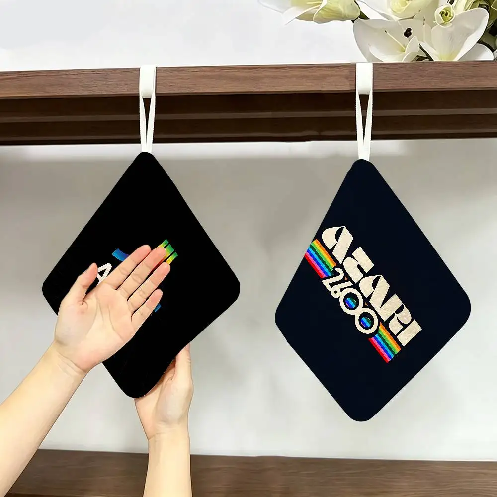 A-Atari Logo Polyester Cotton Hanging Kitchen Towel, Soft Hand Wiping Towel, Reusable for Kitchen Bathroom Home