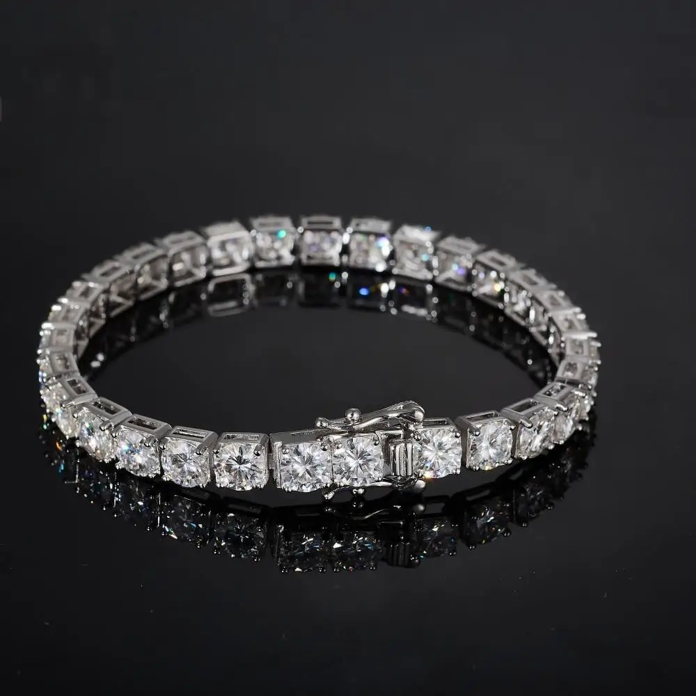 2-3-4-5-6.5mm Full Moissanite Diamond Tennis Chains Bracelet All Moissanite Hip Hop Hand Chain Plate 18k Fine Jewellery GRA