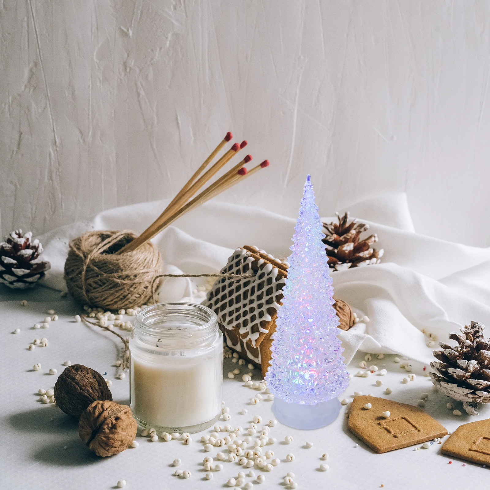 

LED Christmas Tree Night Light Acrylic Xmas Decorative Colorful Cartoon Shape Table Lamp Desktop nament Non Stimulating Eye