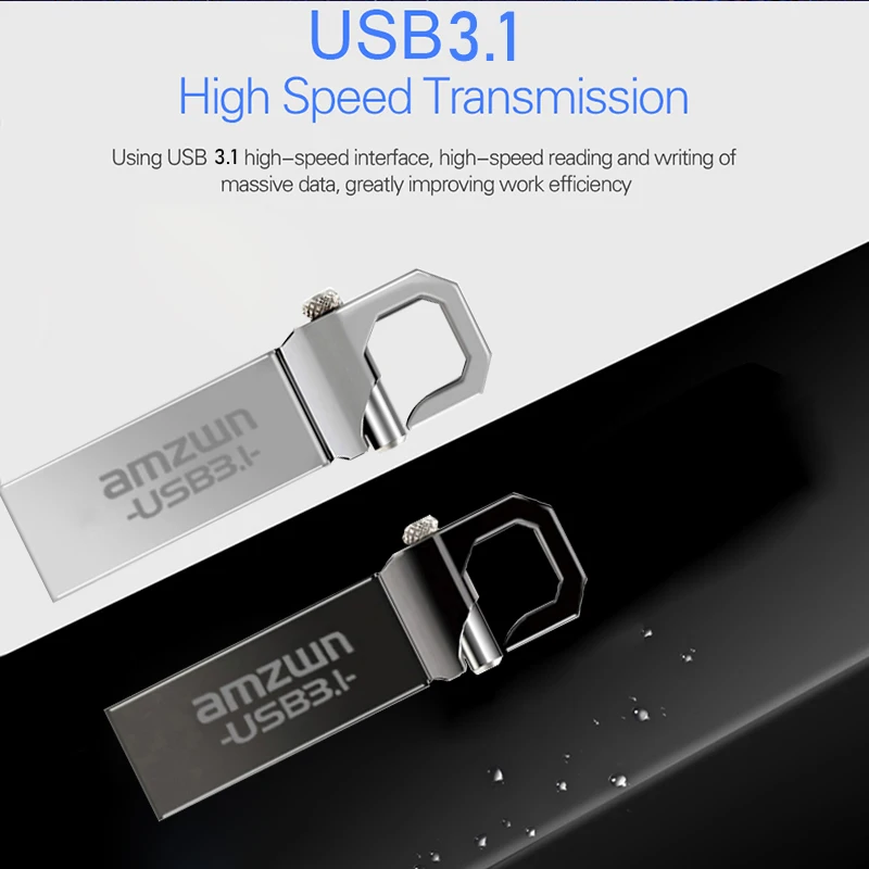 Diska lepas Usb 3.1 logam, Flash Drive logam 128GB 64GB 32GB 16GB, Penyimpanan kantor, stik memori Usb 3.1