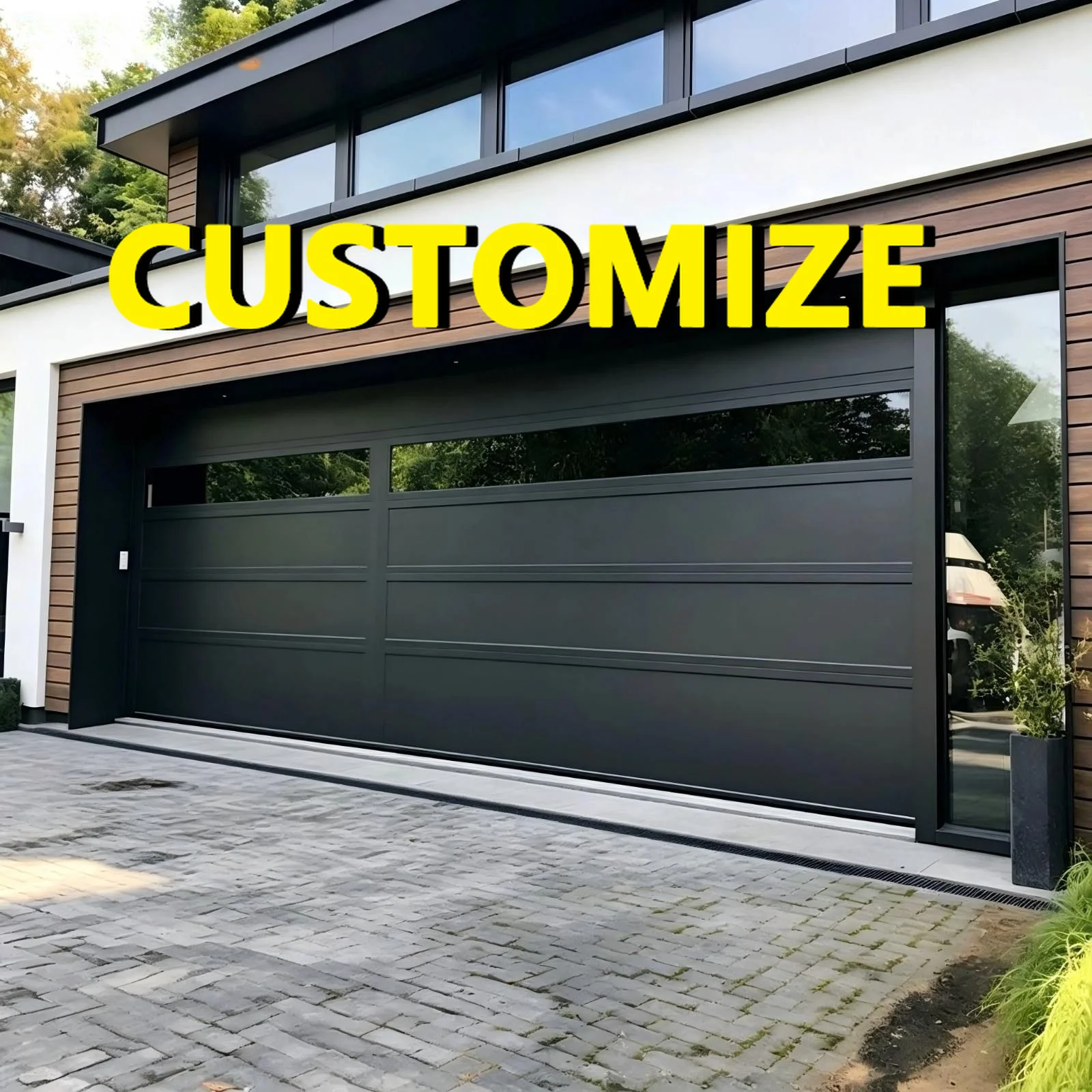 Any Size Custom American Country Style Aluminum Garage Door Retro Pastoral Texture Remote Auto Lift Farmstead Rural Entry Door
