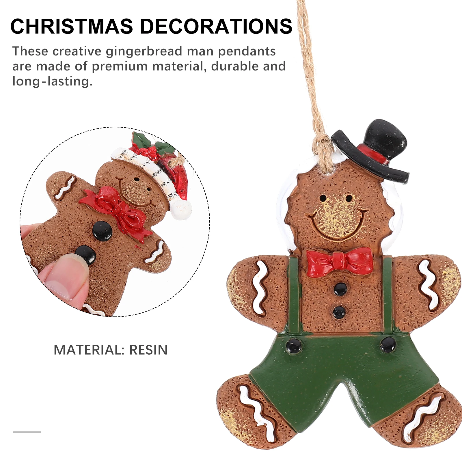 

2Pcs Gingerbread Man Pendant Christmas Tree Hanging Ornament Cheerful Festival Decor for Holiday Home Garden Display