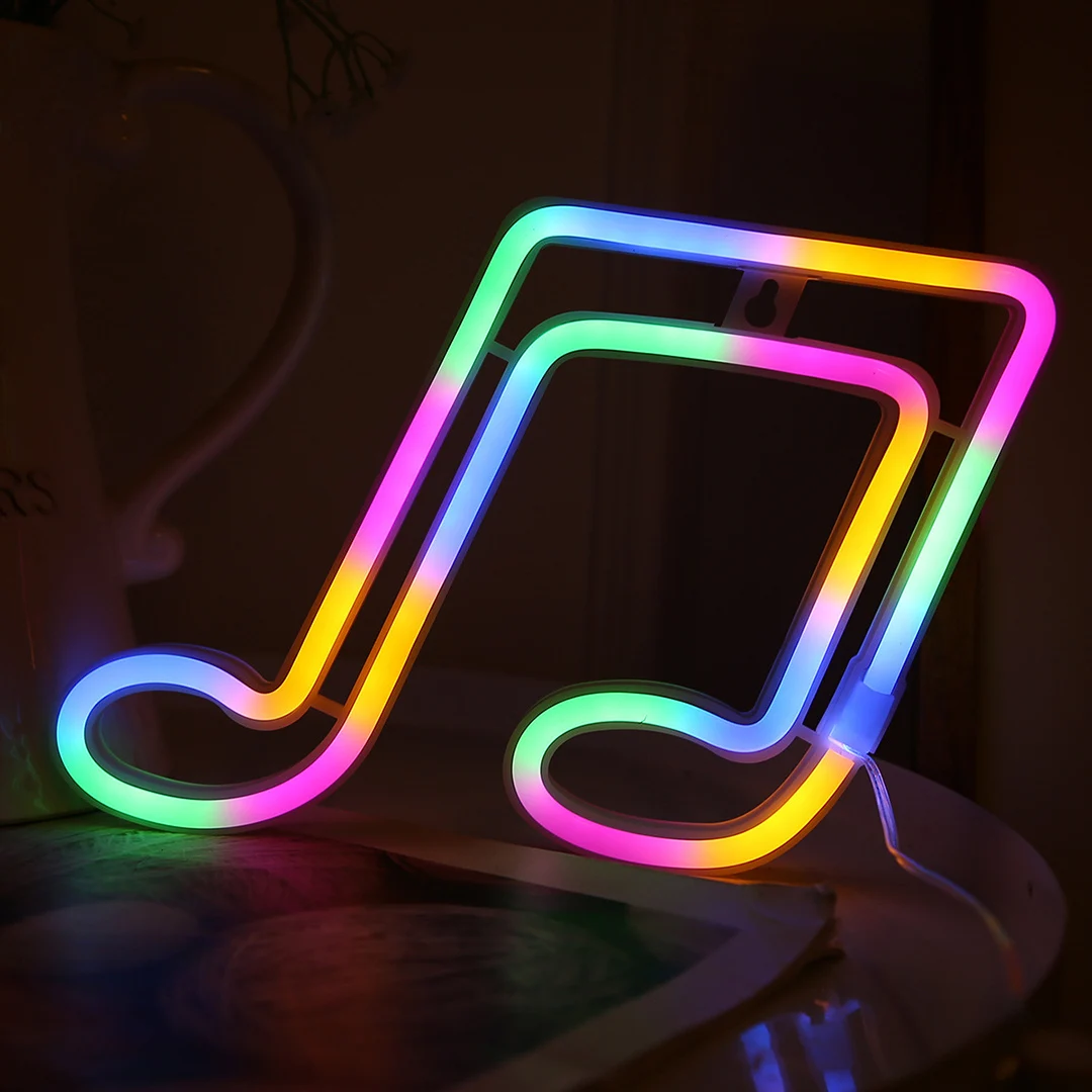 Music note neon light, battery or USB powered, bedroom, holiday party, wedding decoration, multi-purpose wall mounted light