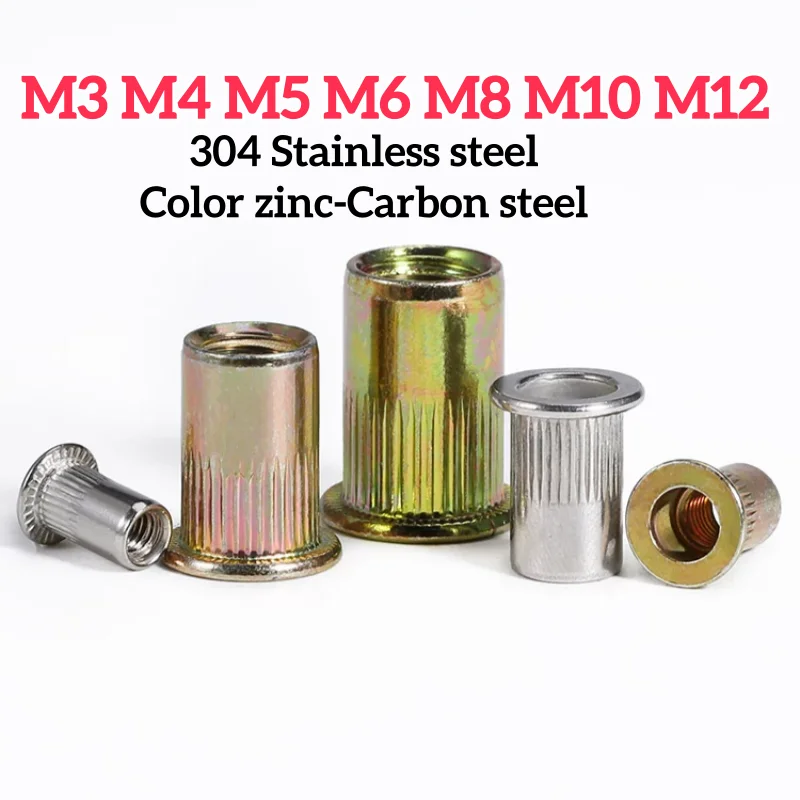 M3 M4 M5 M6 M8 M10 M12 304 Stainless Steel Carbon Steel Flat Head Countersunk Rivet Nut Rivnut Nutsert