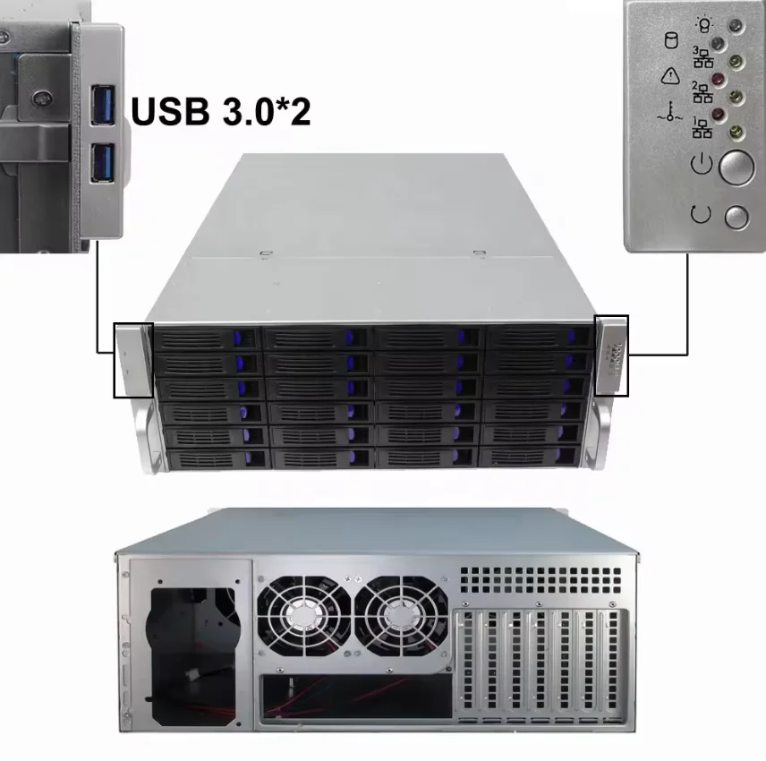 Cool 4U Server Chassis 24 Bay Large Storage Optical Drive 24Bay Hot Swap Case with EATX Mainboard Stock Product