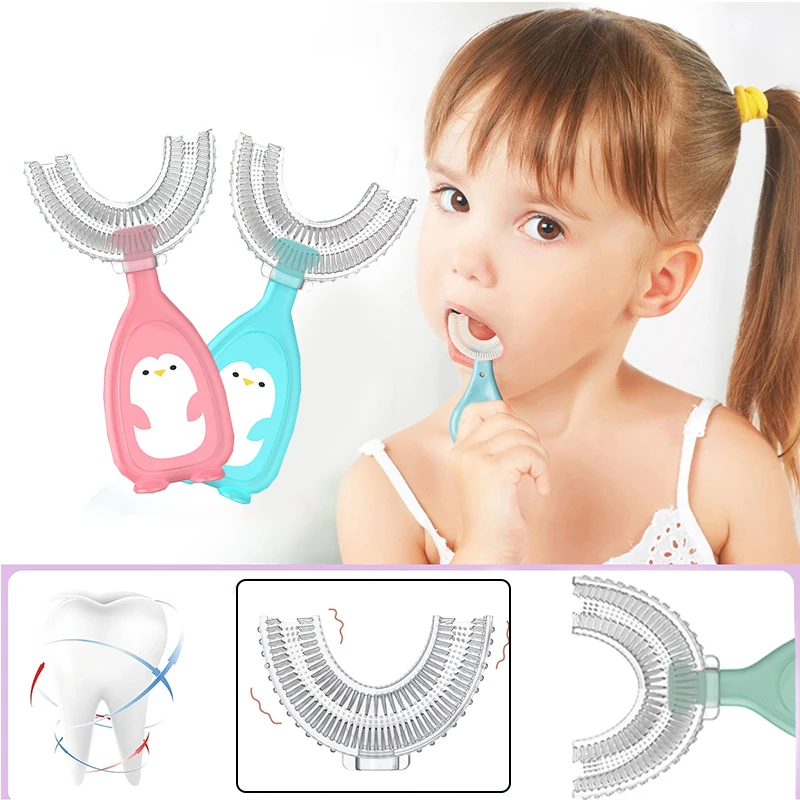 Manual CHILDREN\'S U-shaped Toothbrush Silicone Toothbrush Baby in the Mouth Oral Cleaning Manual U-shaped Children\'s Toothbrush