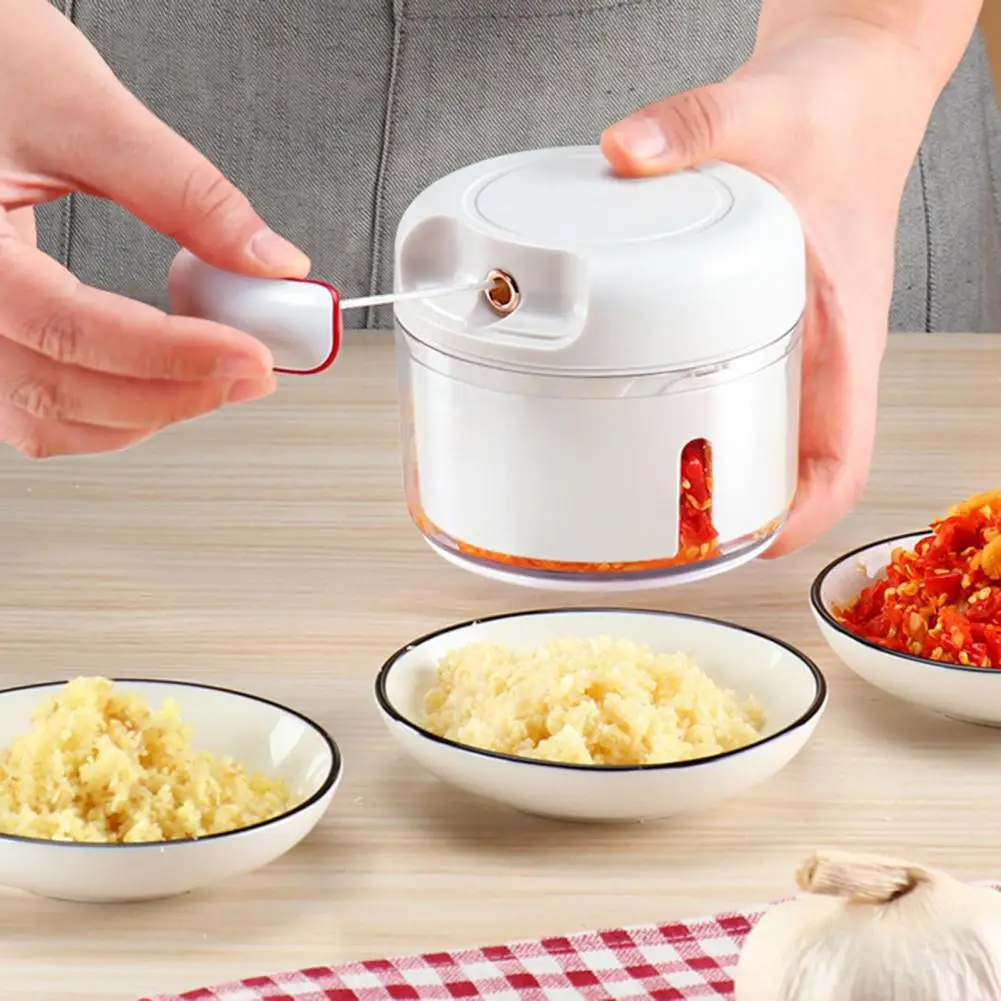 Garlic Chopping Tool Garlic Puller Tool Food Processor Pull String Garlic Mincer Stainless Steel Vegetable Chopper for Kitchen