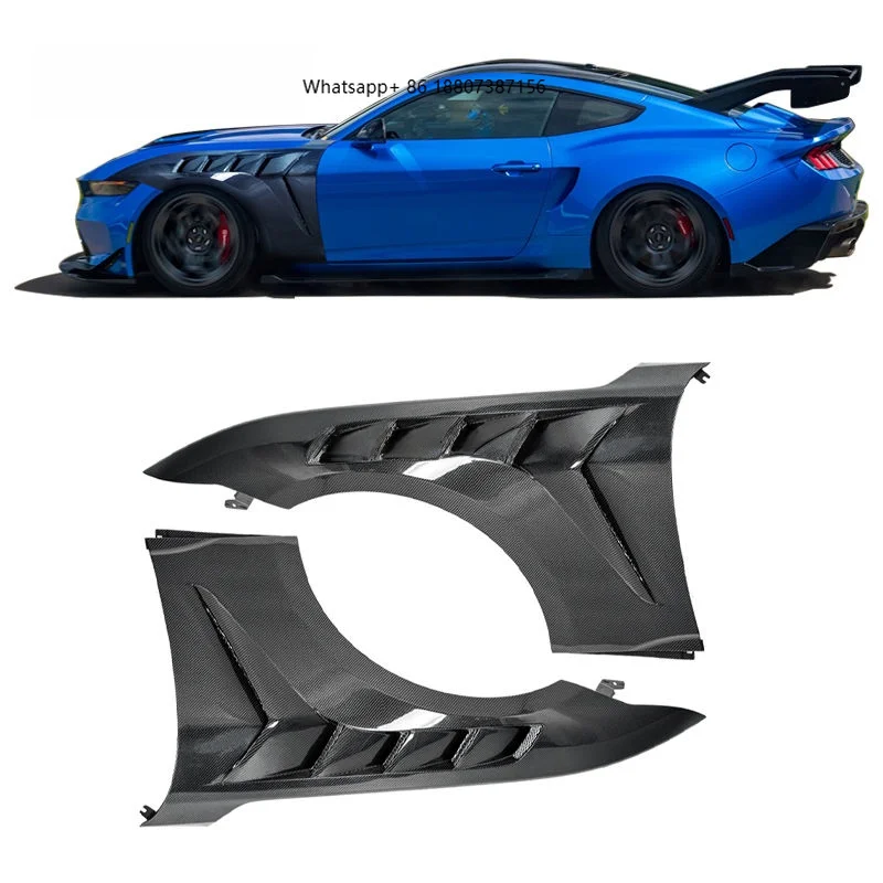 

GTD Style Carbon Fiber Front Fender 2024 + forFord Mustang Exhaust Side Front Auto Parts