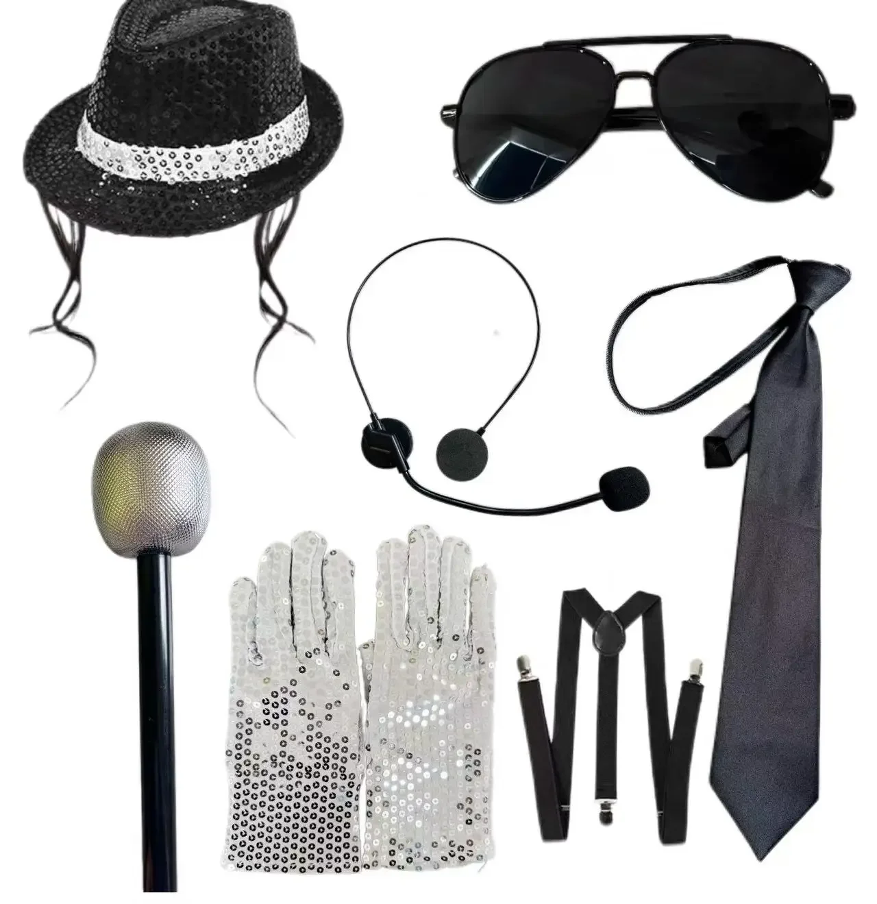 New Michael Jackson Cosplay Wig Or Glasses MJ Black Curly Synthetic Wig Hair Headwear Halloween Cosplay Wigs Accessories Prop view 6