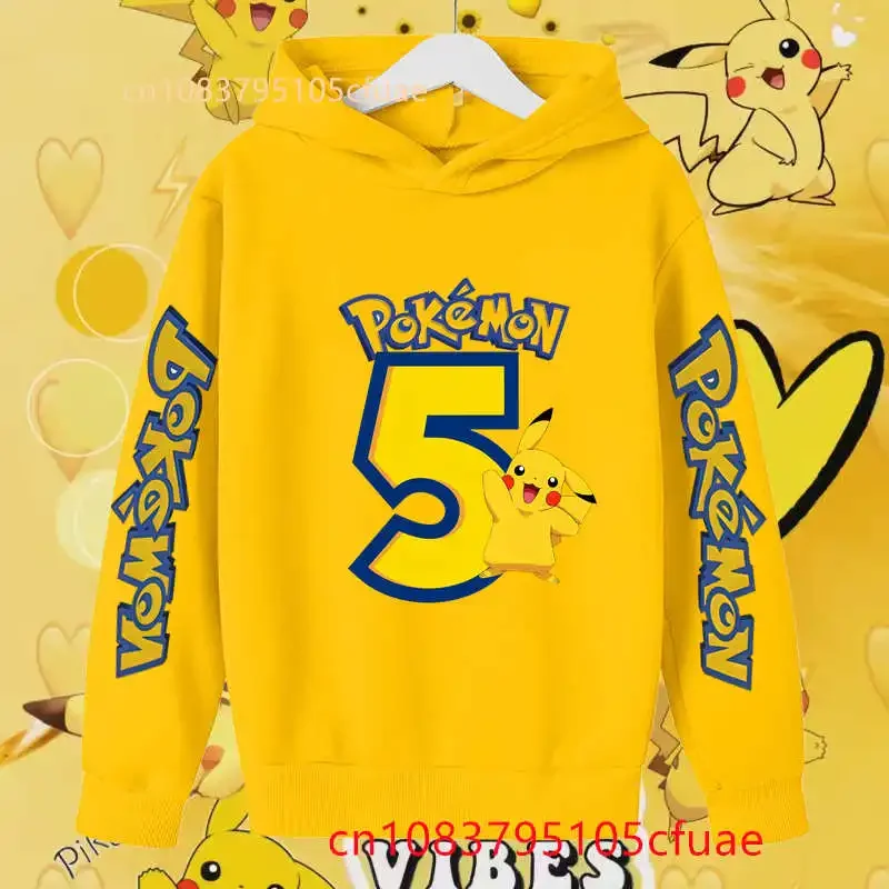 طفل الفتيان الخريف بيكاتشو عيد ميلاد البلوز الأطفال بلايز + السراويل Kawaii بوكيمون أرقام 1-12 هوديي مجموعة طفل ملابس الفتيات الملابس #3