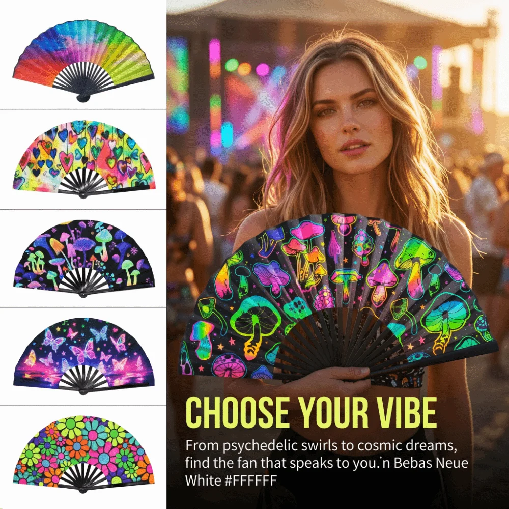 Decoration 23 Cm Kung Fu Fan Large Reflective Folding Hand Fan Gradient Colorful Foldable Dance Fan Music