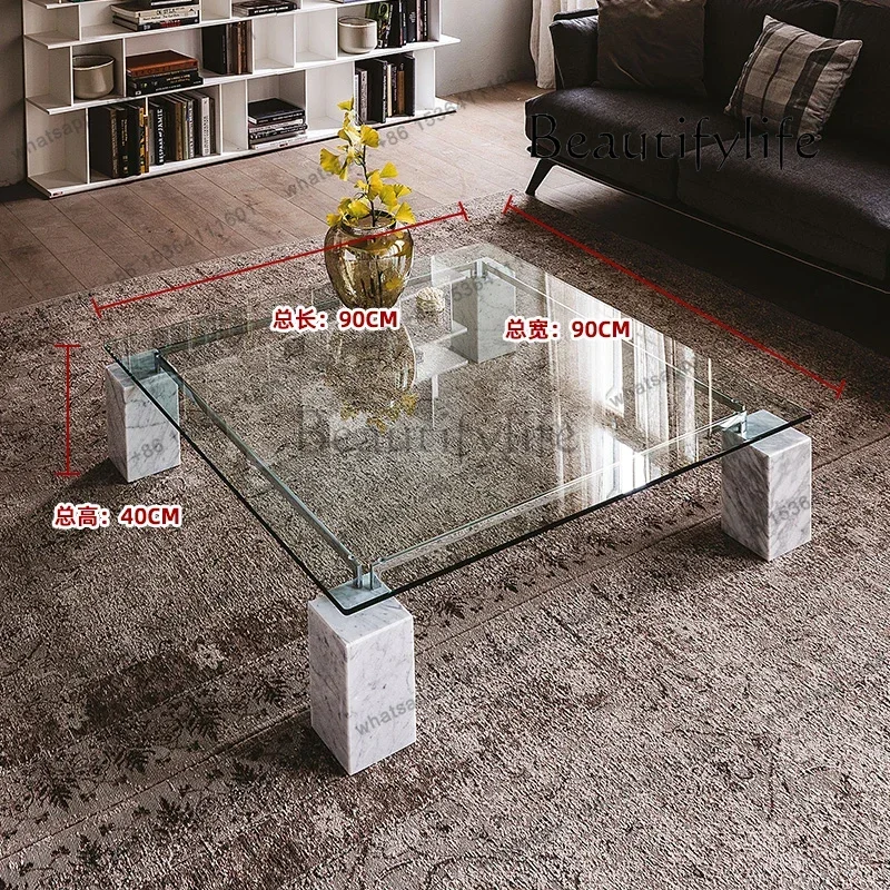 LX Modern simple creative office tea table light luxury high-end living room household small apartment square coffee tableSSS