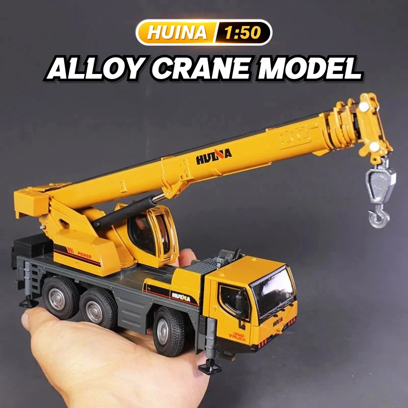 

Huina 1/50 Alloy Car Model Kids Toys 70cm Long Arm Crane Engineering Vehicle Construction Truck Collection Children Gift