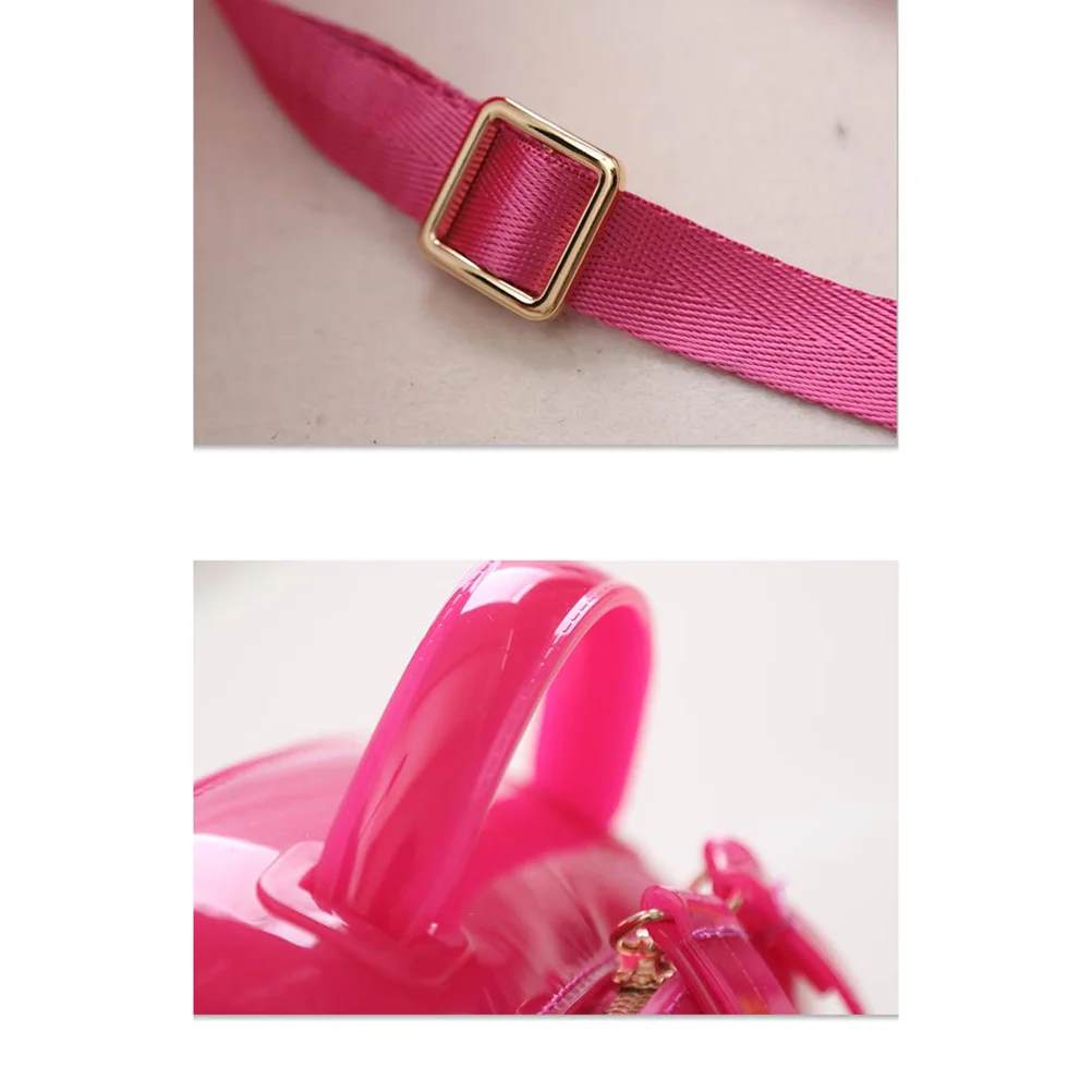 

Middle Size Rose Red Jelly Waterproof Backpack Candy Color for Teenage Girls Women Fashion Shoulder School Daily Use Bag