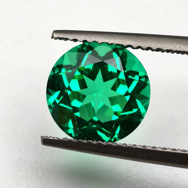 Top Hydrothermal Columbia Lab Grown Emerald Gemstone Round Cut Synthetic Emerald Stone With AGL Certificate for Fine Jewelry