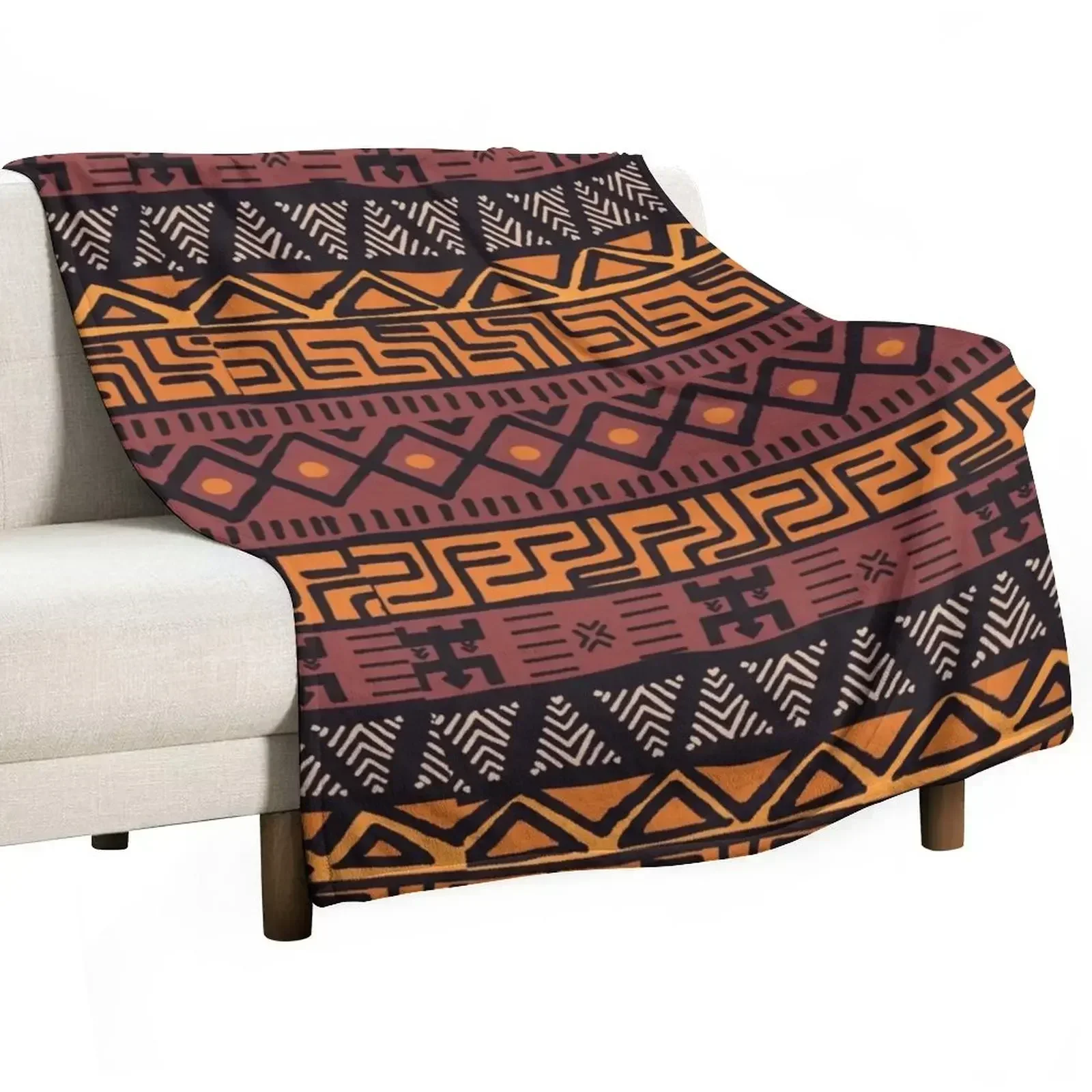 

African Tribal Mudcloth Pattern Throw Blanket Bed Decoratives Flannel Fabric Blankets