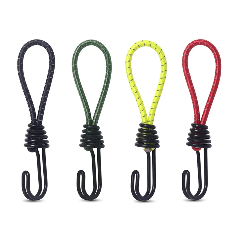 Hot 20PCS Tent Elastic Rope Cord Hook Outdoor Camping Canopy Tarp Tent Fixing Cord String Carabiner Hooks Accessories