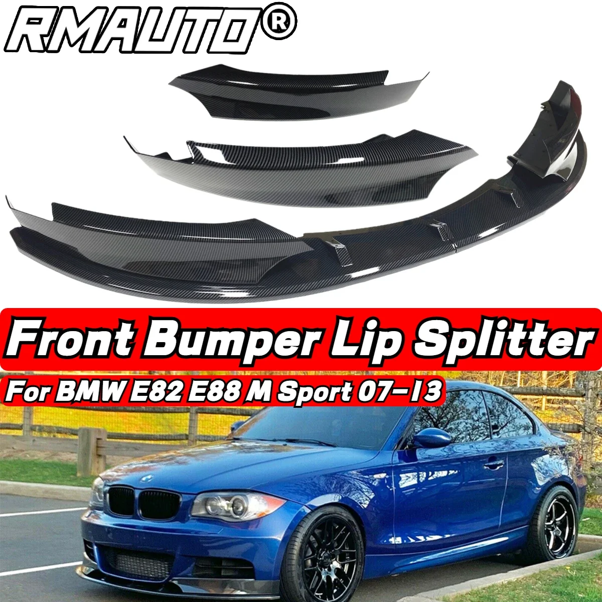 

For BMW 1 Series E82 E88 M Sport 2007-2013 Carbon Fiber Car Front Bumper Splitter Spoiler Lip Diffuser Car Accessories Body Kit