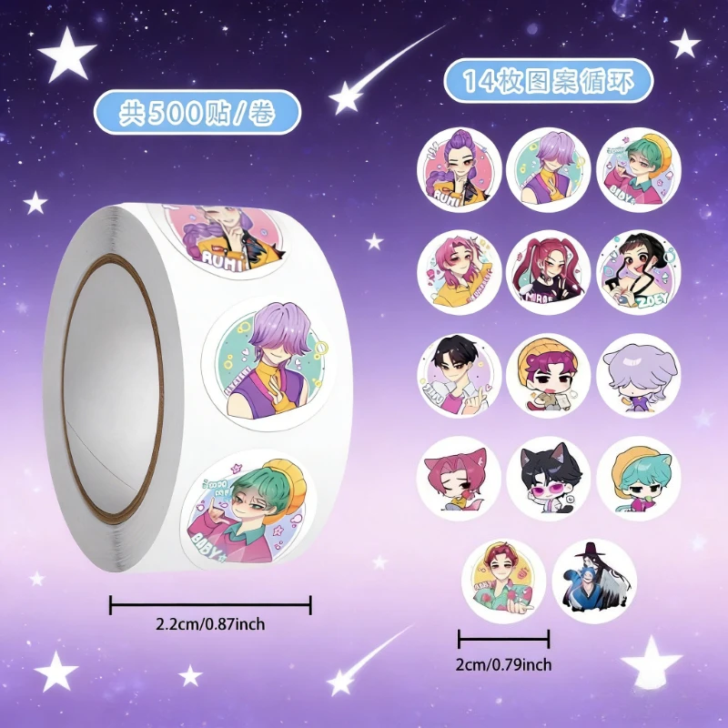 Nuevo 500 uds/rollo de pegatinas de Anime kpop Witch Huntress SquadStickers Demon Hunters Tiger DIY Scrapbking teléfono equipaje monopatín impermeable