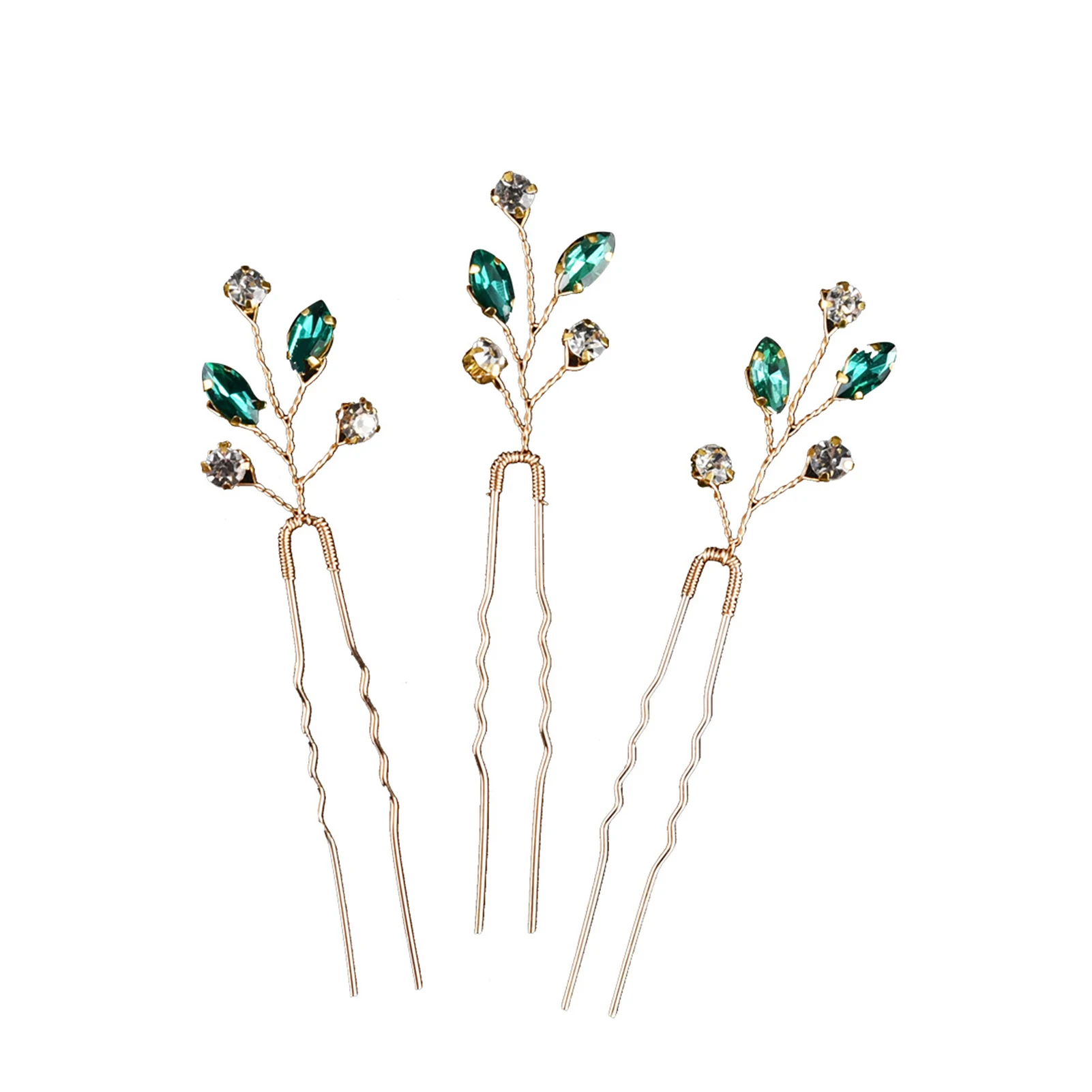 3pcs U-shaped Hairpins Set with Temperamental Stable Rhinestones Headwear for Valentine's Day Christmas Gift