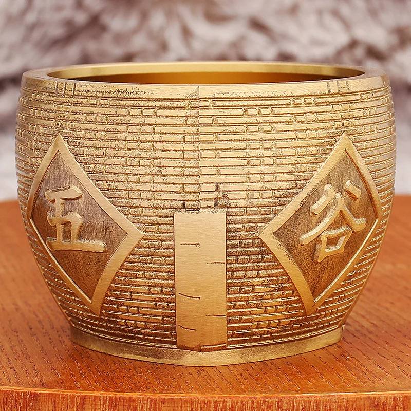 Brass Five Grains Harvest Jar Living Room Office Rice Attracting Ornament Creative Metal Pure Copper Craft Coppe