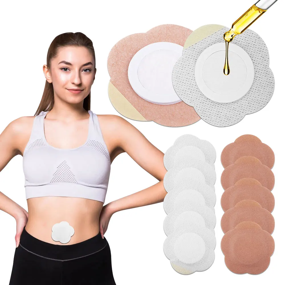 10PCS Empty Disposable Castor Oil Patches,Upgraded Leak-Proof Self-Adhesive Castor Oil Belly Button Patch Portable (Oil-Free)