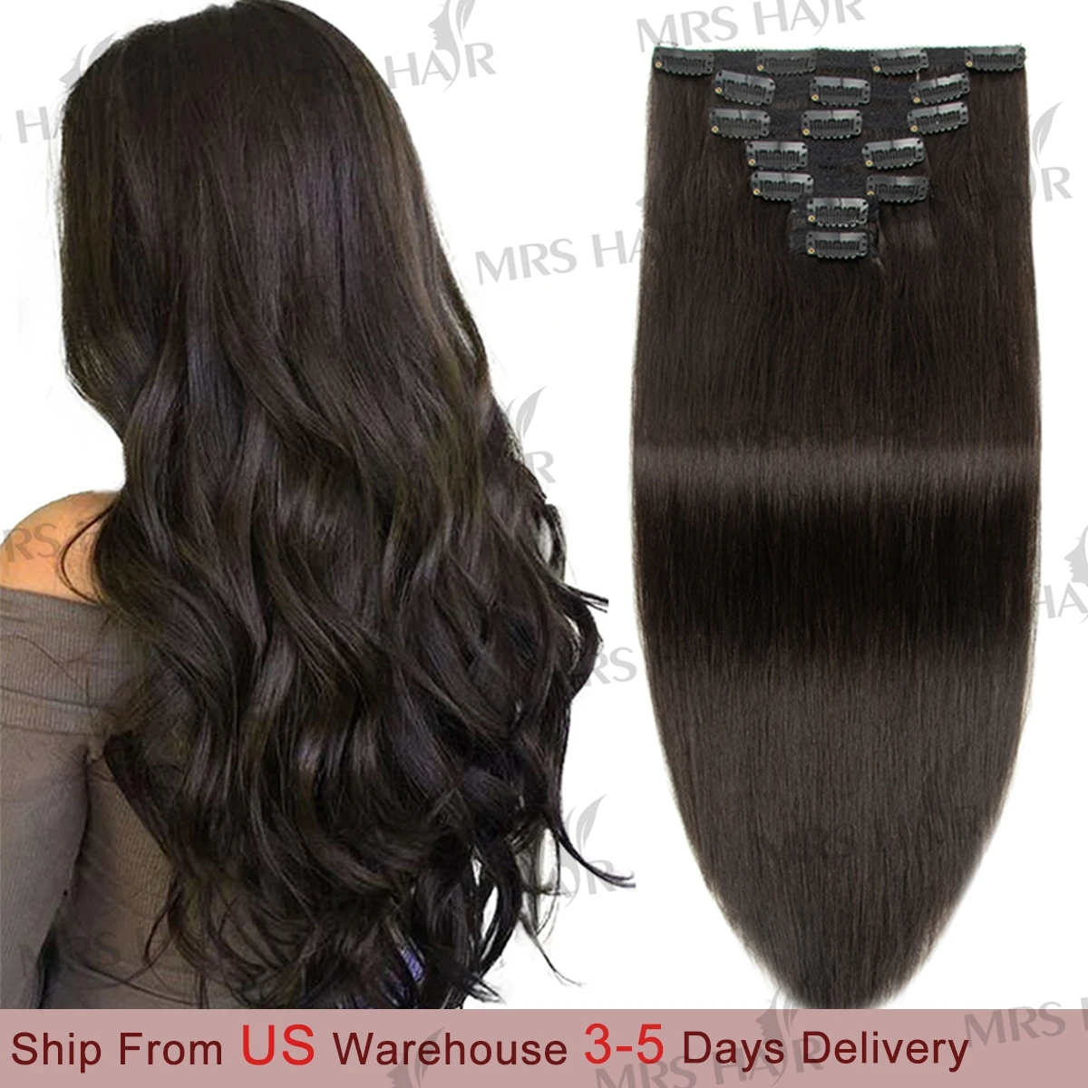 Extensão de Cabelo com Clip, Natural e Real, Extensão de Cabelo Humano Remy com Clip, Dupla Camada para Mulheres