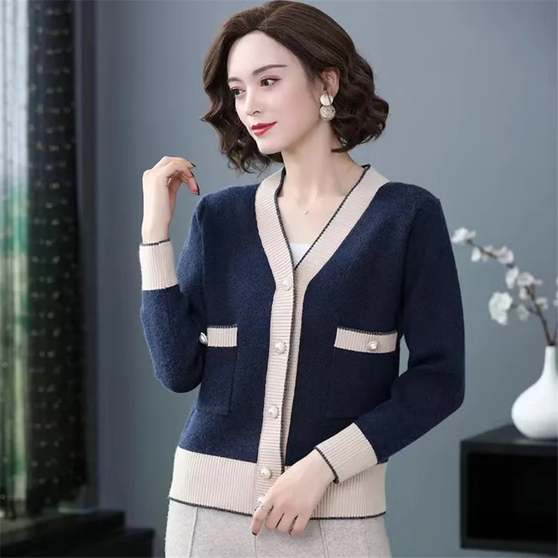 

Vintage Knitted Cardigans For Woman Elegant V Neck Long Sleeve Spring Autumn Sweater Women Buttons Knitwears Coat кардиган