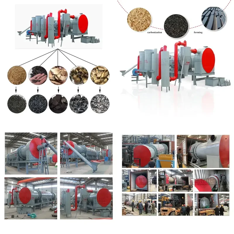 Continuous High Efficiency Motor Peanut Shell Rotary Cotton Stalks Straw Rice Husk Charcoal Carbonization Furnace Stove