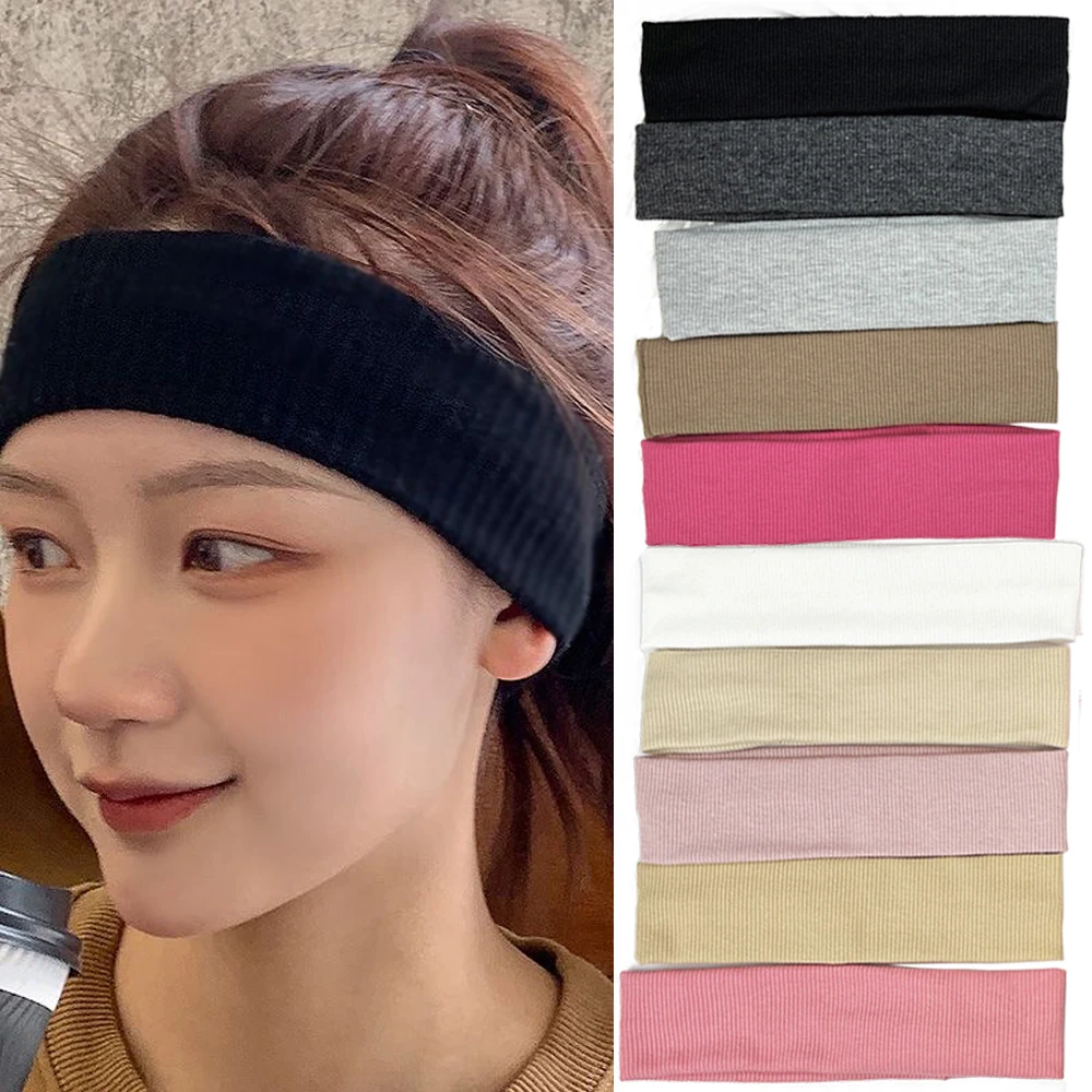 

10Pcs/set New Sports Headbands Solid Color Elastic Non Slip Quick Dry Workout Fitness Yoga Unisex Hairband Sweatband Bandana