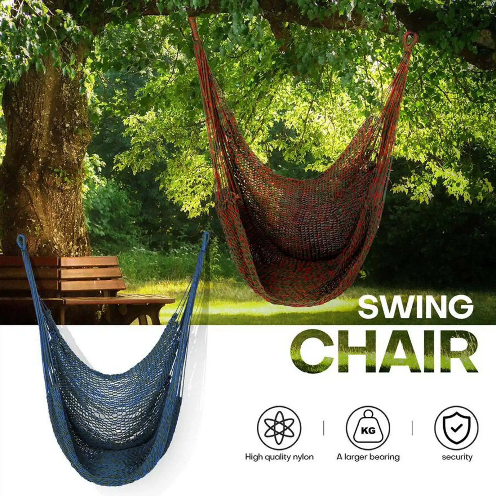heavy-duty-hammock-camping-hanging-chair-mesh-home-indoor-outdoor-200kg