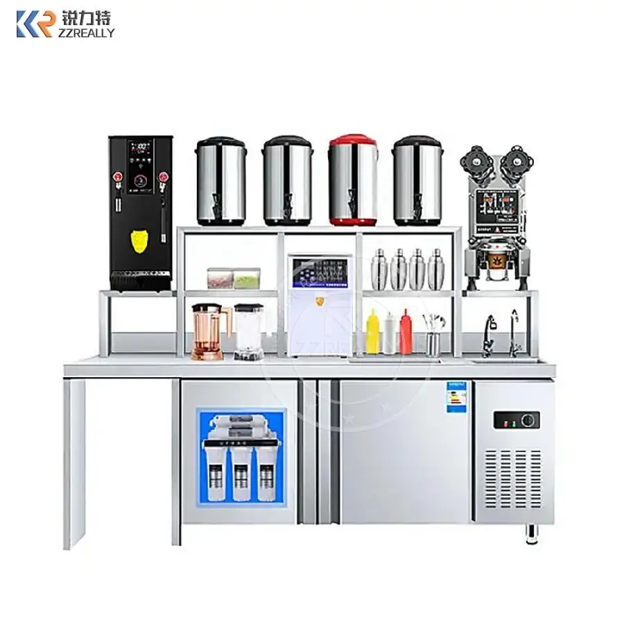 Custom Design 1.2m 1.5m 1.8m 2m Freezing With Sink Bubble Tea Counter For Milk Tea Shop