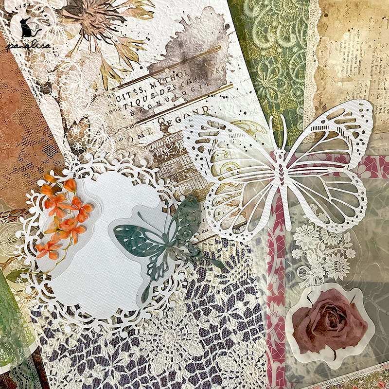 Panalisacraft vintage embossed lace paper pieces Scrapbooking paper pack handmade craft paper Background pad card