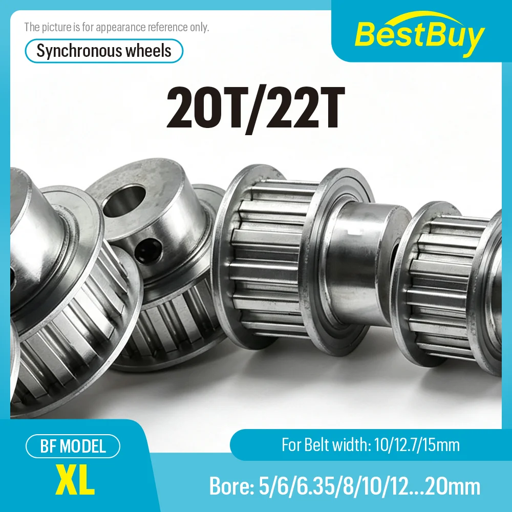 XL BF Type Synchronous Timing Pulley 20T/22 Teeth Bore 5/6/6.35-20 for 10/12.7/15mm Belt Width - Industrial Drive Component
