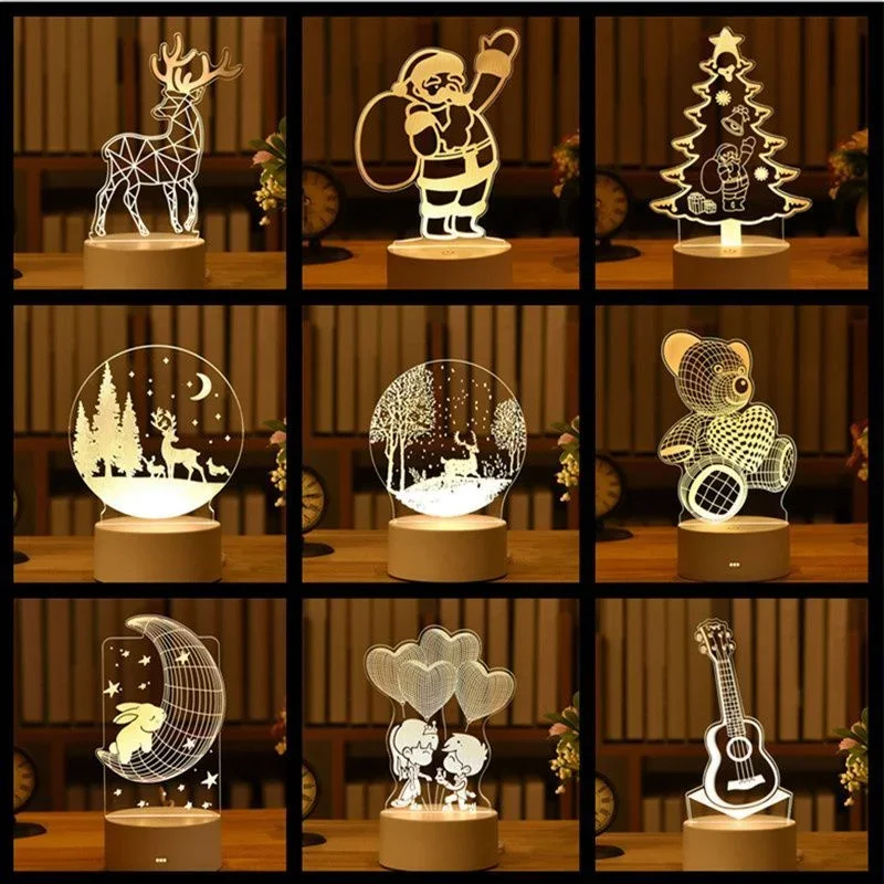 3D Visual Illusion Night Light Visual Creative LED Desk Lamp Changes USB Powered Gift for Kids