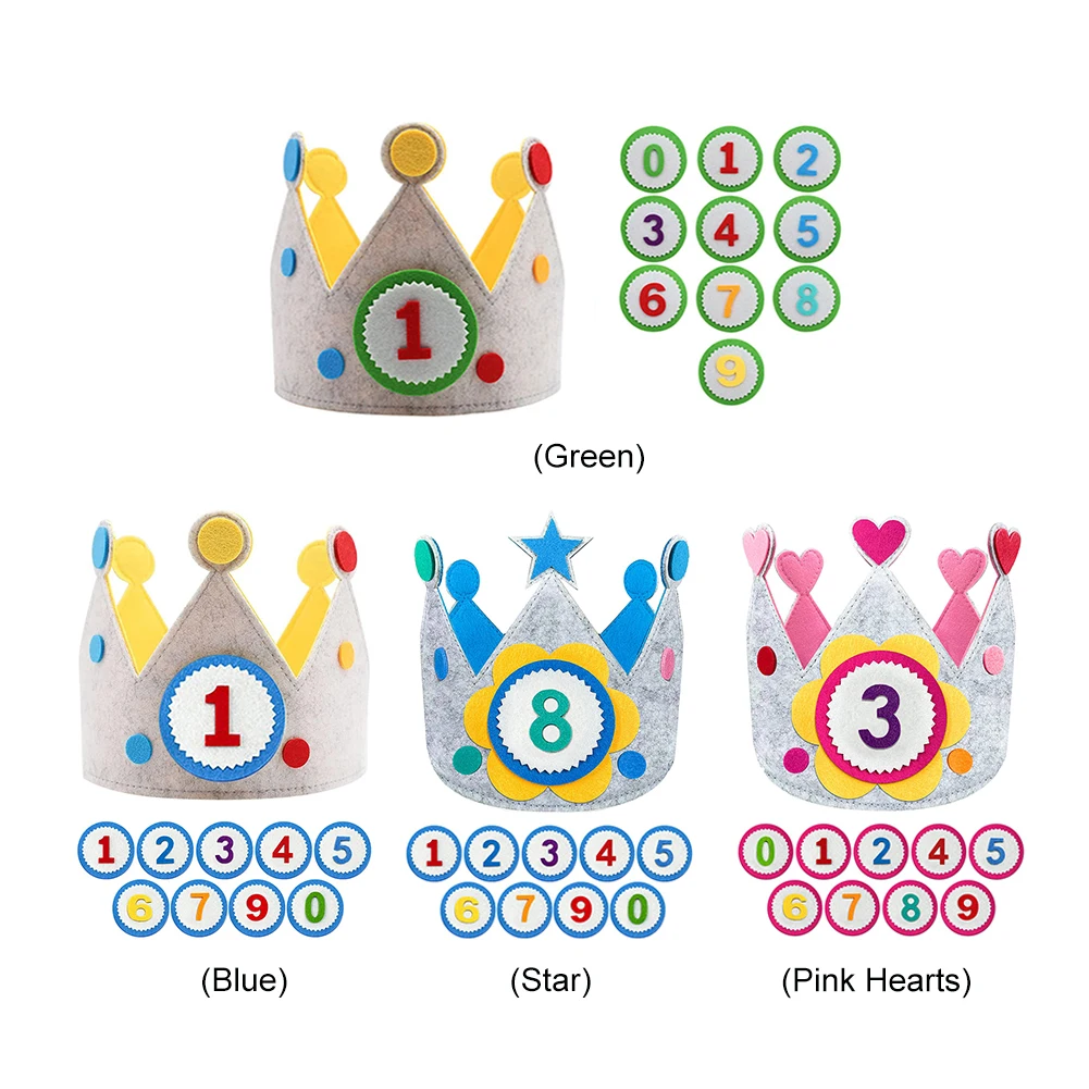 Dzieci DIY korona prezent na dzień dziecka wymienne numery korona regulowany rozmiar dla dziewczynek chłopców dekoracje na przyjęcie urodzinowe