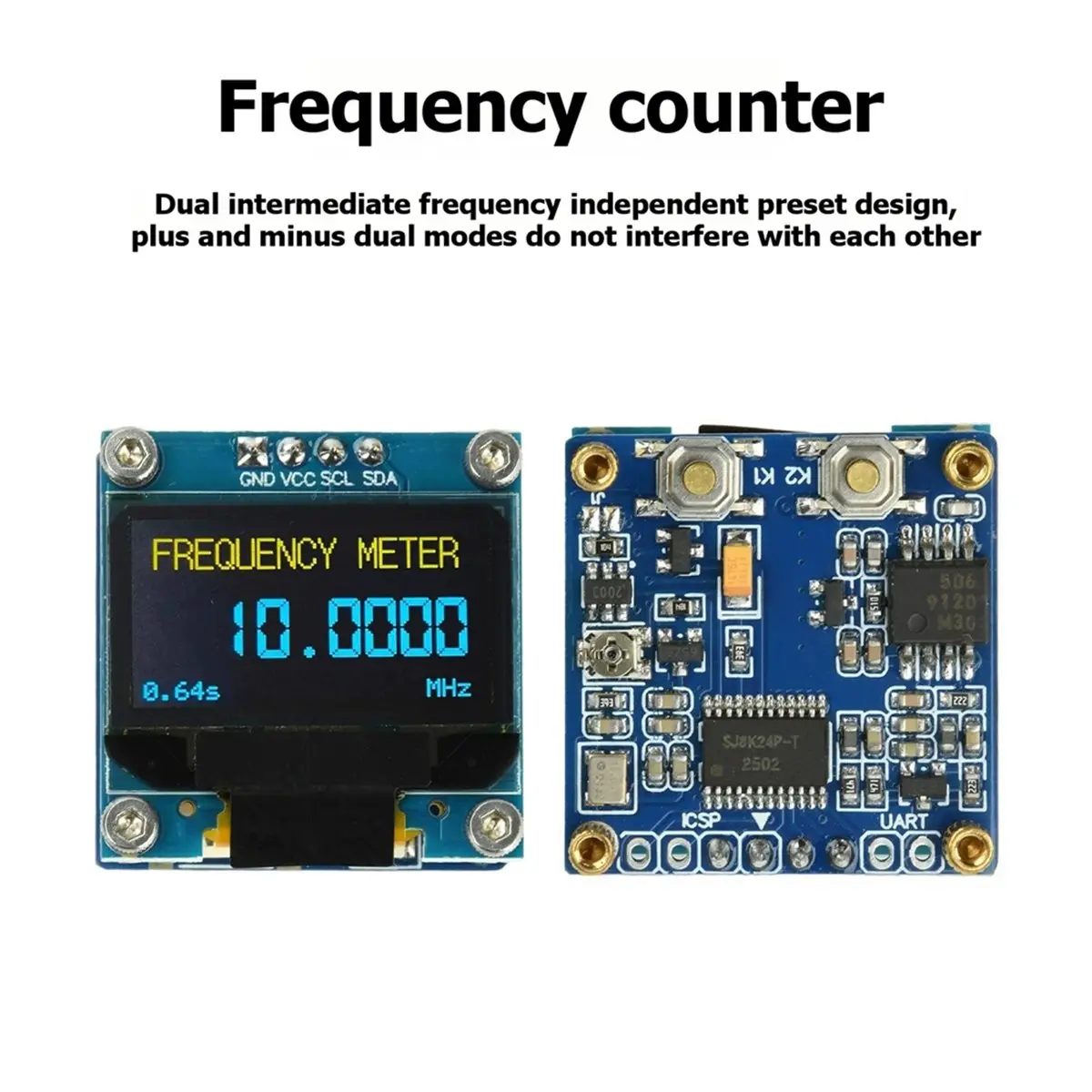 PLJ-096OLED-L1 Frequency Counter Meter Module 1kHz-100MHz 0.96 Inch OLED Display Digital Signal Measurement Tool
