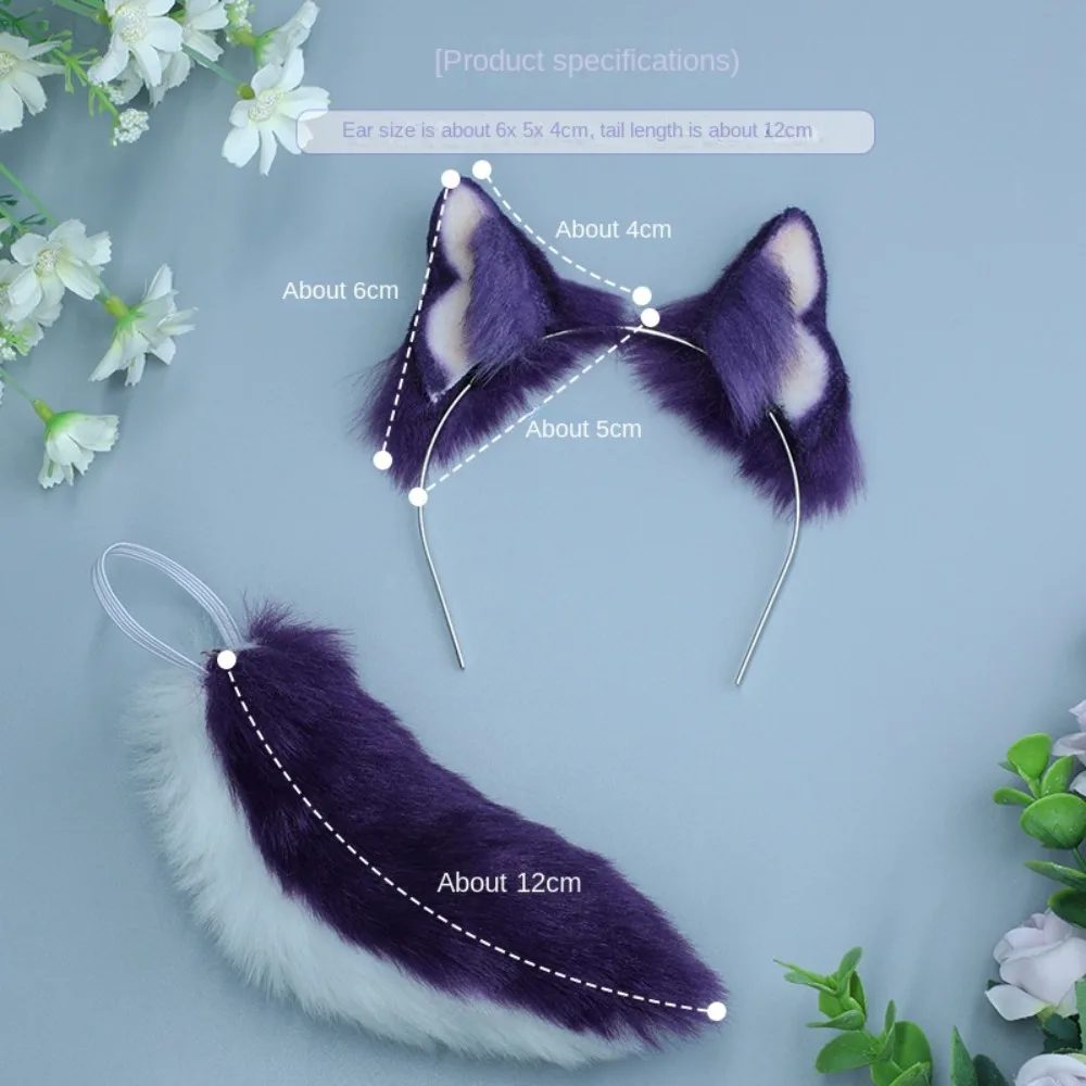 Headwear 20cm Plush Doll Headwear Ear Cat Wolf Ears Tails Idol Doll Headwear Cat Ear Black White Soft Headwear for Cotton Doll