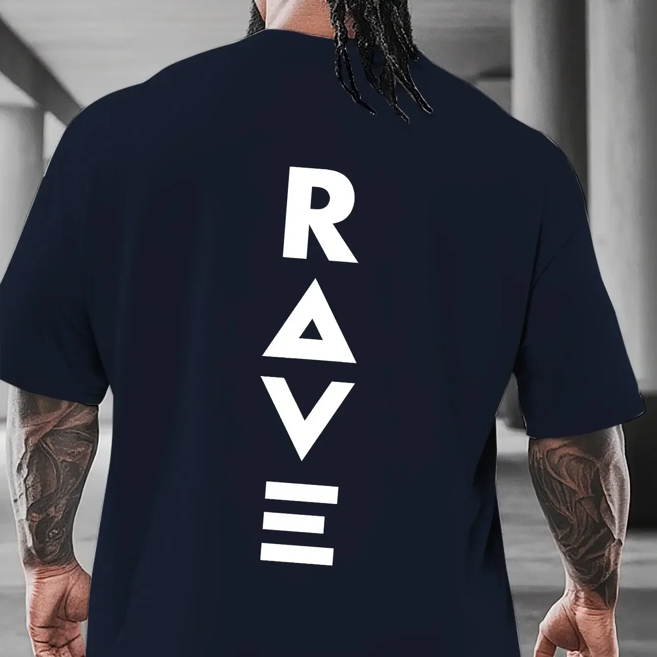 Camiseta minimalista RAVE para hombre con estampado de fuente Techno, moda RAVE unisex, informal, de manga corta