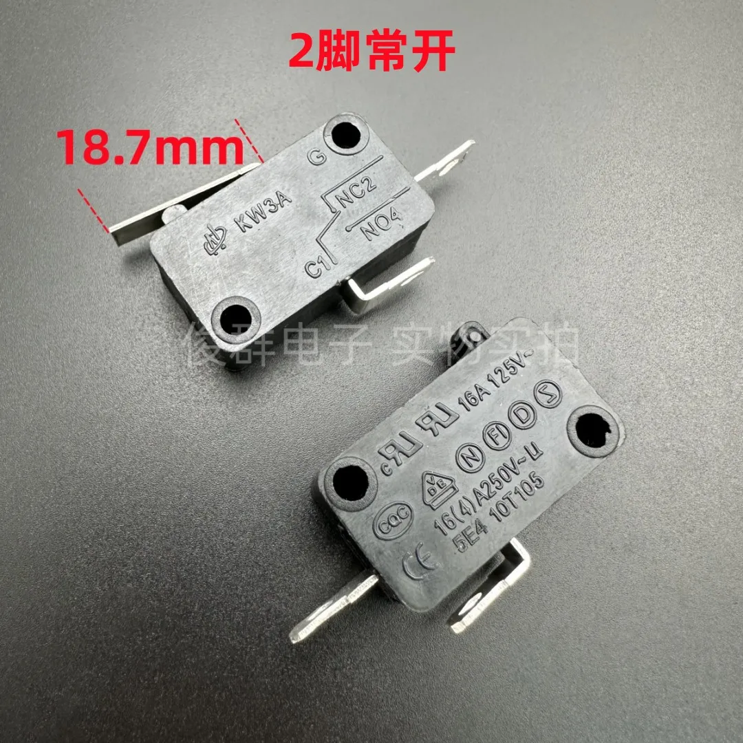 10pcsa/ KW3A large micro switch 16A power travel limit detection reset button 2 feet normally open