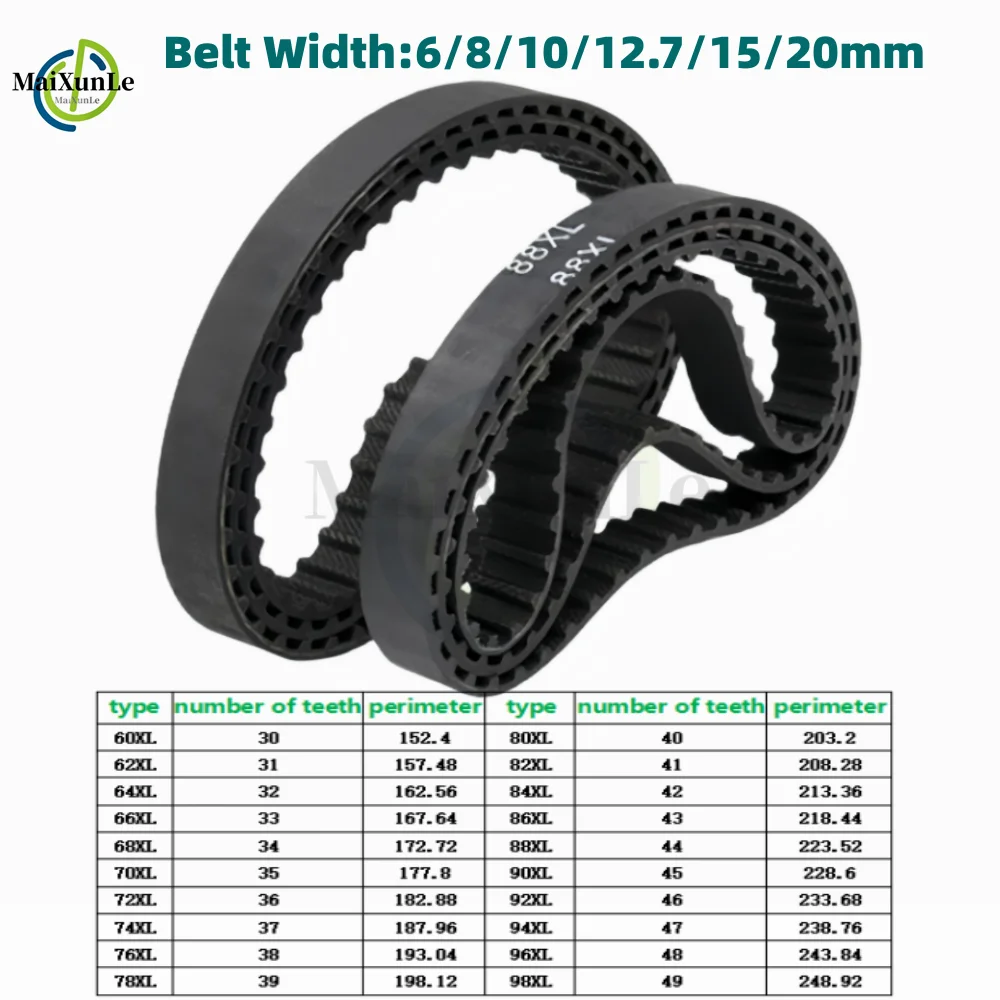 XL Timing Belt 60XL/62XL/64XL/66XL/68XL/70XL/72XL/74XL/76XL/78XL/80XL/82XL/84XL~98XL Rubber Drive Belt Width 6/8/10/12.7/15/20mm