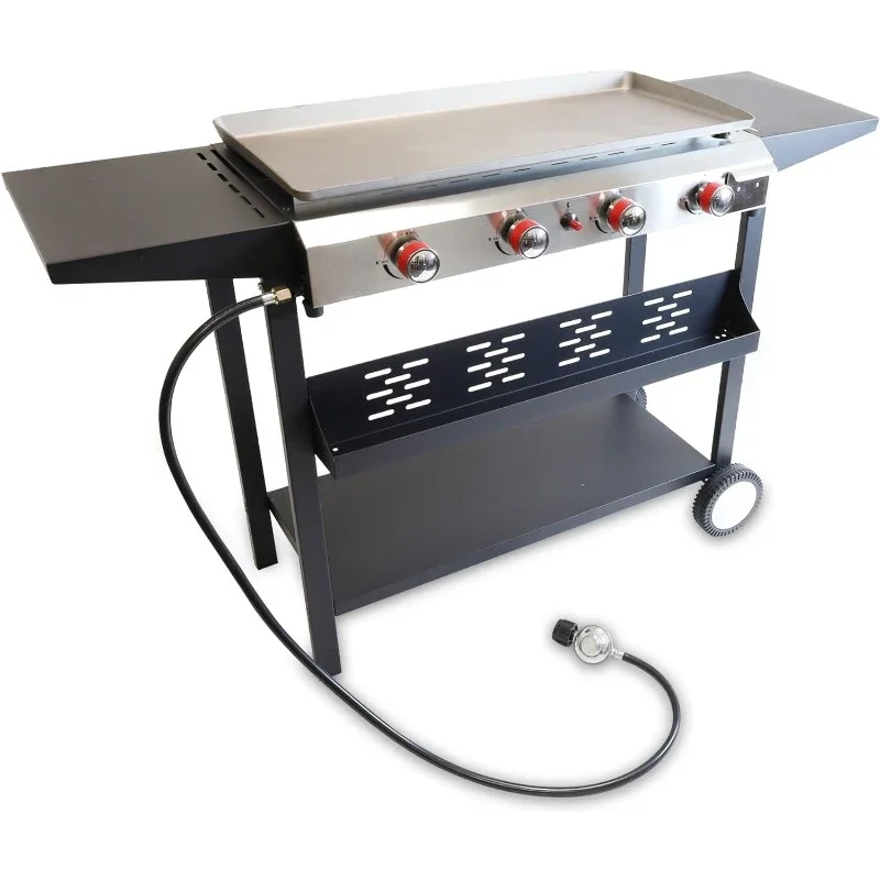 

Bestseller Gas One Flat Top Grill With 4 Burners–Premium Propane Grill With Outdoor Grill Cart–Stainless Steel Auto Ignition Ca
