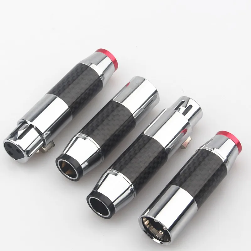 HIFI Carbon Fiber xlr plug 3 Pins XLR Connector Rhodium-plated XLR Cable Male and Female Connectors PA audio plug hifi DIY