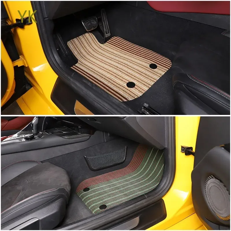 Car Floor Mats TPE Rubber Car Front Row Wire Loop Foot Mats for Toyota GR Supra MK5 A90 19-25 Interior Car Accessories(6 Color)