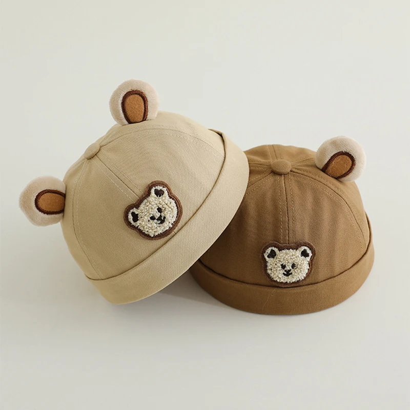 หมีน่ารักเด็ก Brimless หมวกการ์ตูนเด็กวัยหัดเดินโดม Melon หมวก 1-3 ปีเด็กหญิงฝ้ายหมวก Bonnet ฤดูใบไม้ผลิเด็ก Docker หมวก