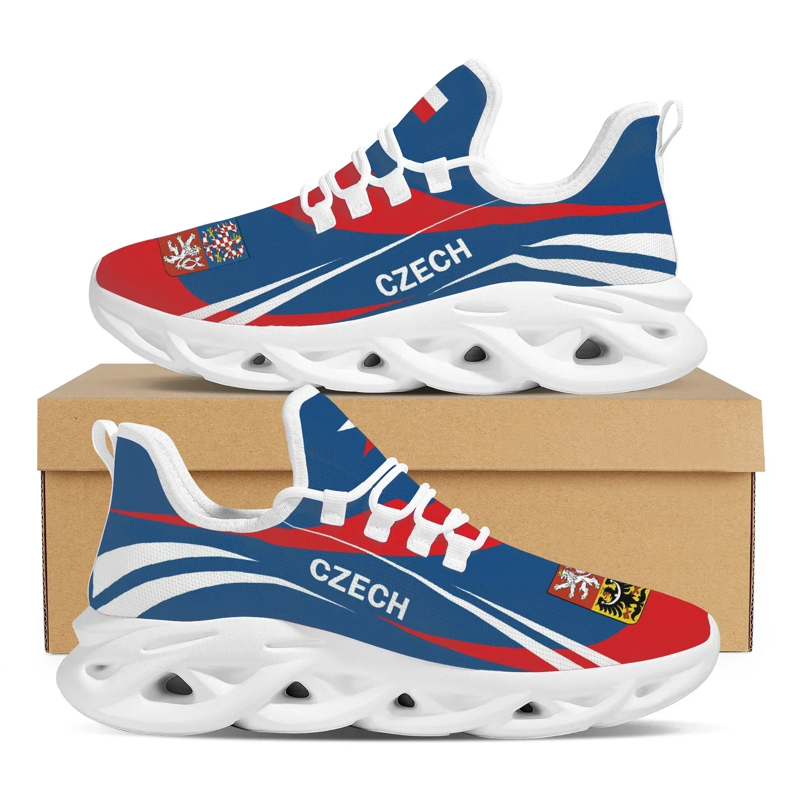 Czech National Emblem Printing Shockproof Platform Shoes National Flag Design Lightweight Outdoor Platform Shoes